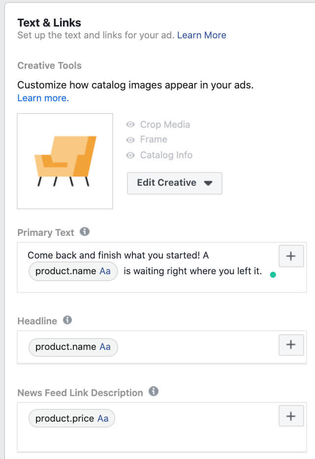 Creating your dynamic remarketing ad in Facebook